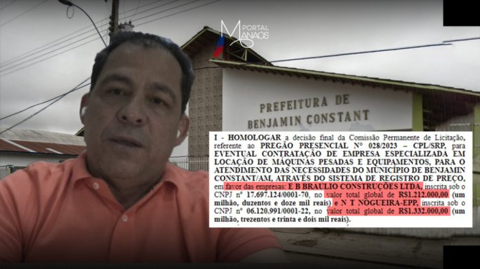 Sem informar valores unitários, Prefeitura de Benjamin Constant fecha contrato milionário para aluguel de máquinas pesadas Sem informar valores unitários, Prefeitura de Benjamin Constant fecha contrato milionário para aluguel de máquinas pesadas