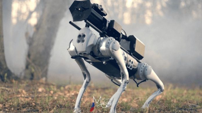 capa cão-robô Cão-robô dragão vira máquina de guerra com lança-chamas