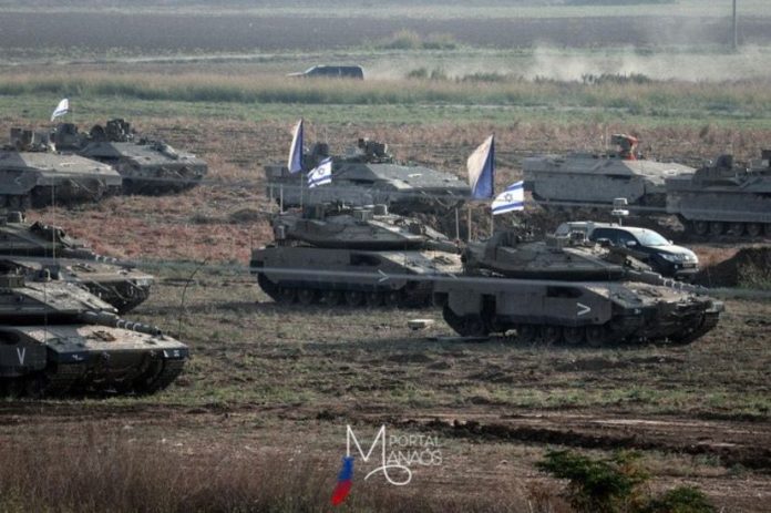 tanques Território de Gaza foi divido em dois, segundo exército de Israel
