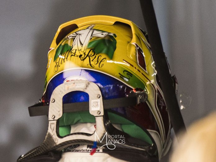 capacete Lewis Hamilton usará capacete com bandeira do Brasil e Cristo Redentor em GP de São Paulo