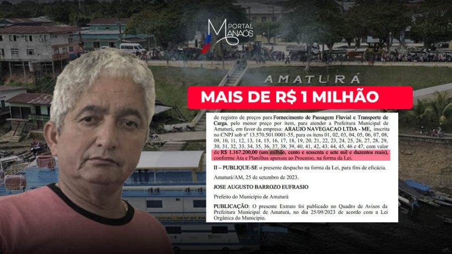 Sem registro de pregões firmados, Prefeito de Amaturá vai depreender R$ 1 milhão dos cofres públicos em passagem fluvial