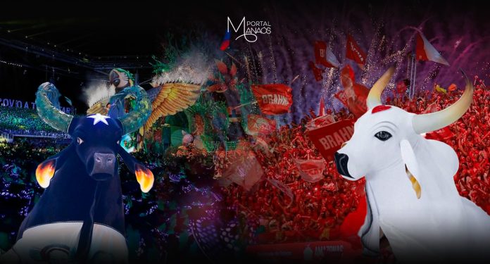 Na terceira e última noite do 57º Festival Folclórico de Parintins, promovido pelo Governo do Amazonas, por meio da Secretaria de Estado de Cultura e Economia Criativa, o Boi Garantido abriu a festa com o tema ’O Futuro é Ancestral’, como parte do projeto ‘Segredos do Coração’. O Touro negro trouxe para o Bumbódromo o tema 'Saberes, o Reflorestar das Consciências'.