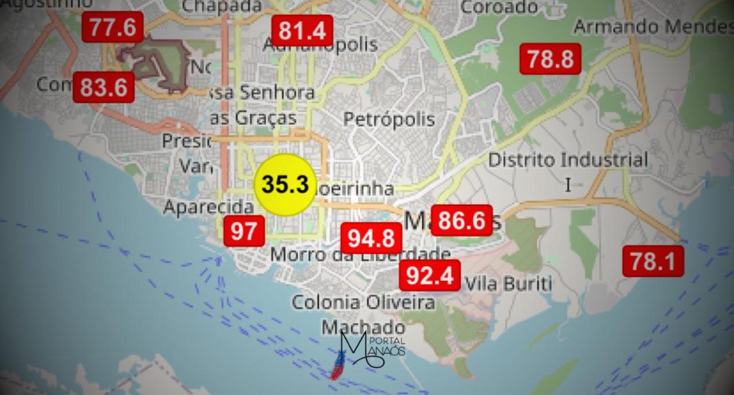 Os índices de previsão da qualidade do ar em Manaus pioraram, nesta terça-feira (13). O nível de poluição por PM2.5 (Partículas inferiores a 2,5 microns) chegou ao número de 166 nos marcadores da The Weather Channel, um a mais do que a medição da última segunda-feira (12). O registro classifica a qualidade do ar da capital amazonense como insalubre. 