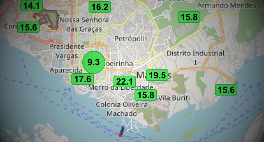 Índices de qualidade do ar permanecem em alerta amarelo pelo segundo dia seguido, em Manaus, nesta quinta-feira (22). Segundo a The Weather Channel, o estado climático da cidade em relação ao número de poluentes no ar atualmente é estável, com variações de pequena escala.