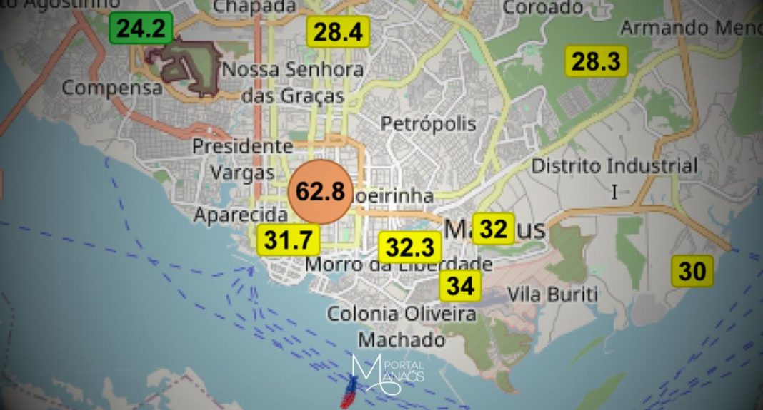 Com variação nos índices de poluição, a qualidade do ar melhora, mas segue insalubre para grupos de risco. Nesta quinta-feira (29), os marcadores da The Weather Channel marca a média de 109, na quantificação do poluente PM2.5 (Partículas inferiores a 2,5 microns). A tendência apresenta melhora em relação aos últimos dias desta semana. Ontem (28), os marcadores atingiram a média de 184, classificando o ar da capital como insalubre.