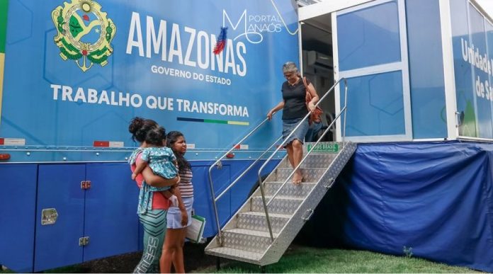 Tamanho Foto Carreta da Saúde, Exames, SESAM, Cidade Nova,