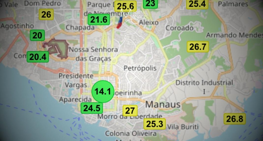 Os índices de poluição do ar da cidade de Manaus continuam em níveis elevados. Os marcadores da The Weather Channel nesta sexta-feira (20), apontam para a quantificação de 155 na média de PM2.5 (Partículas inferiores a 2,5 microns). Apesar da diminuição, se comparada com a última quinta-feira (19), quando os medidores atingiram 167, a condição ainda faz com que pessoas de todos os grupos de sensibilidade respiratória sintam os efeitos.