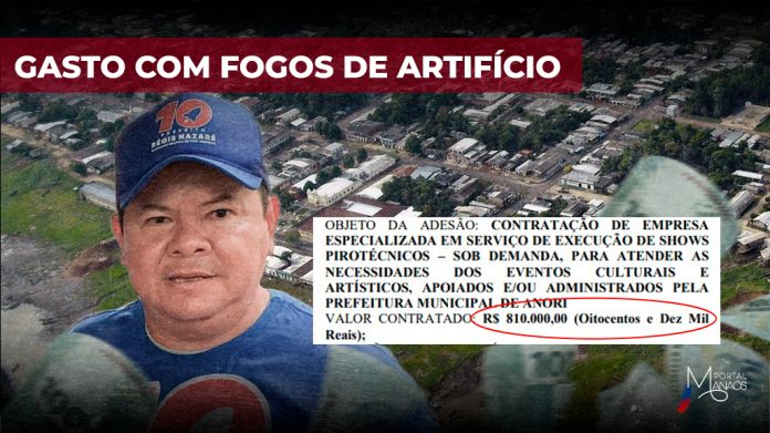 Prefeito Régis Nazaré vai gastar R$ 810 mil com fogos de artifício em Anori